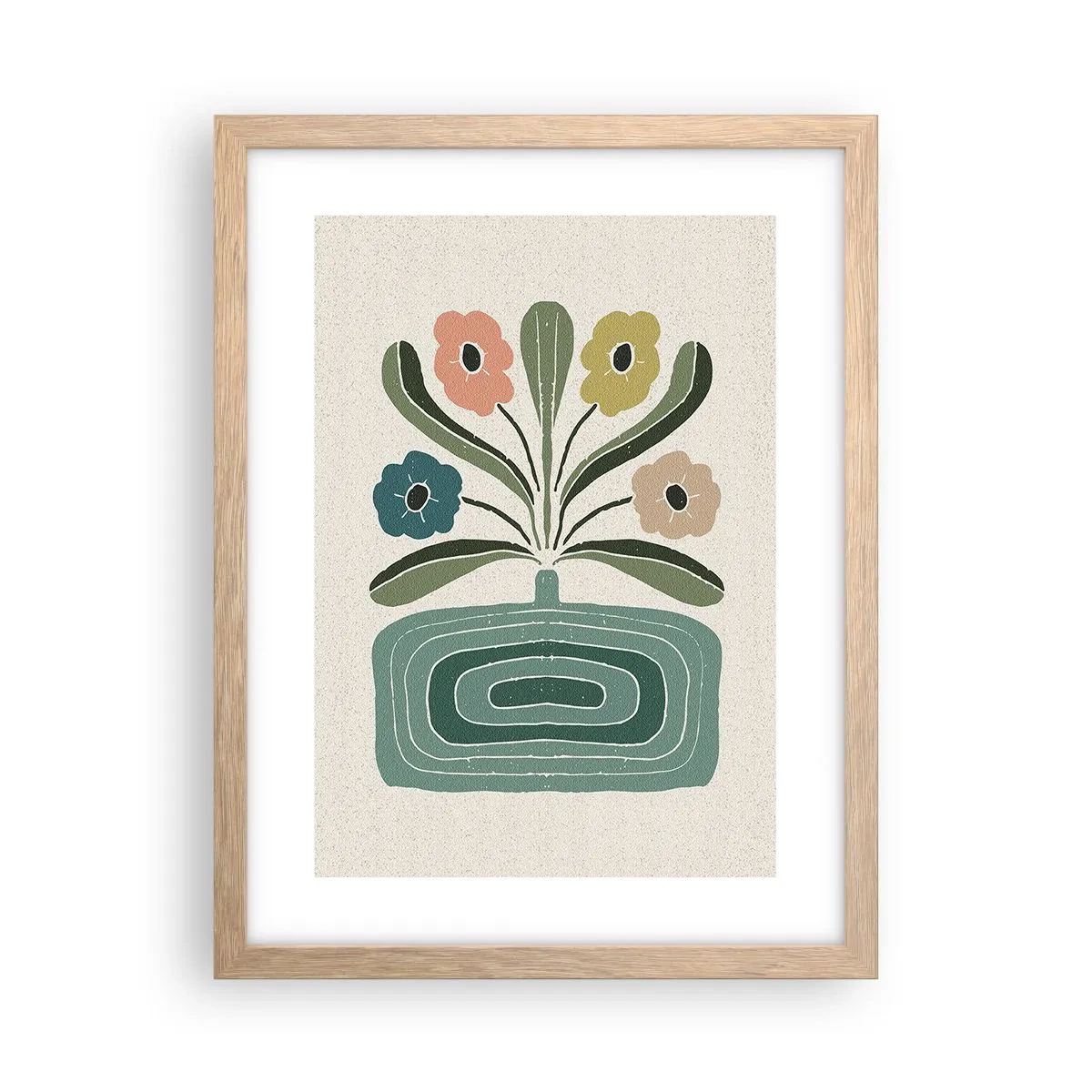 Póster en marco roble claro - Ramo simétrico - 30x40 cm