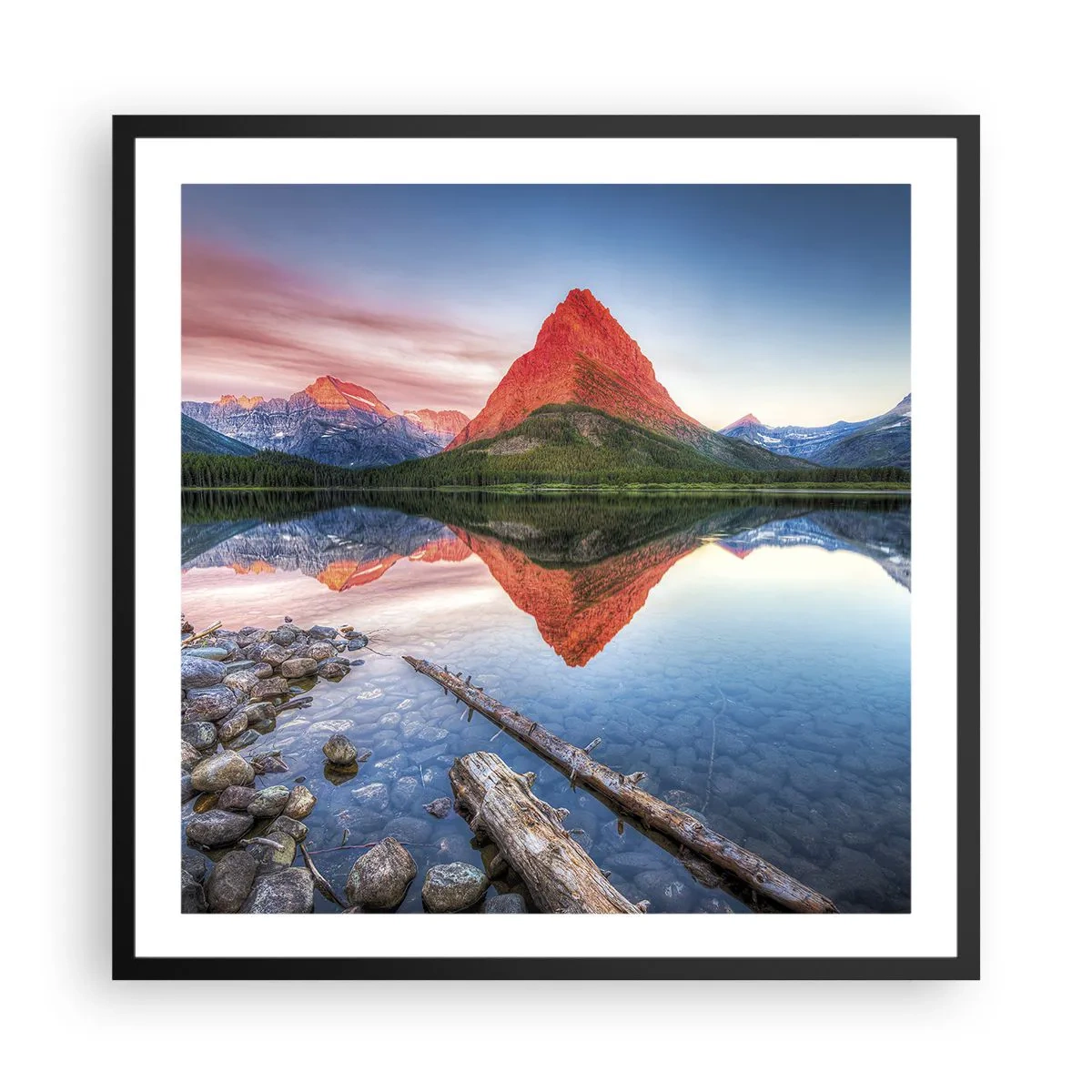 Póster en marco negro - Cálido y frío - 60x60 cm