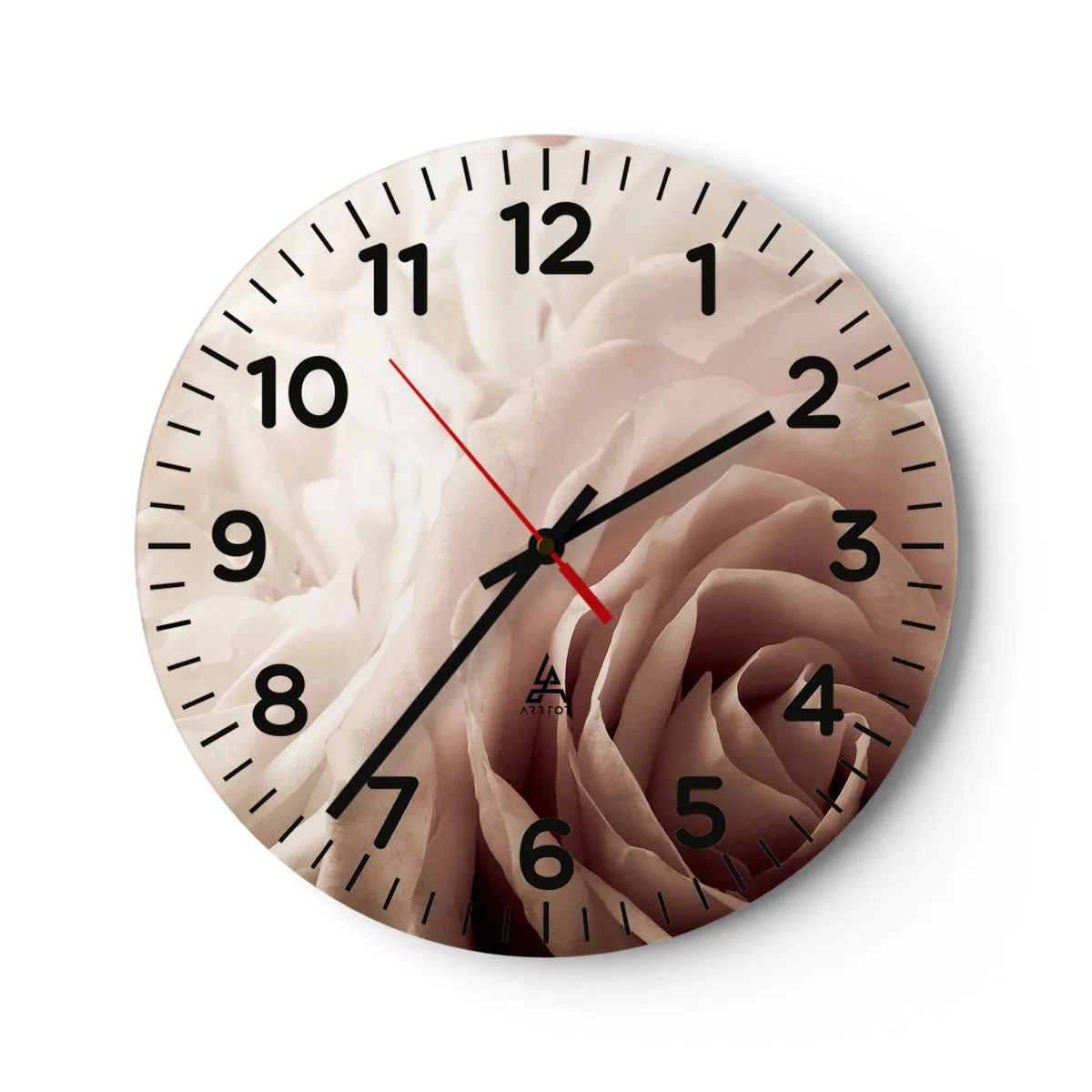 Reloj de pared - Reloj de vidrio - En el corazón de una rosa - 40x40 cm
