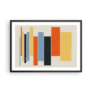 Póster en marco negro - Rectángulos coloridos en un arreglo moderno. - 70x50cm - Barras multicolor - Decoración de pared moderna para salón y dormitorio ARTTOR
