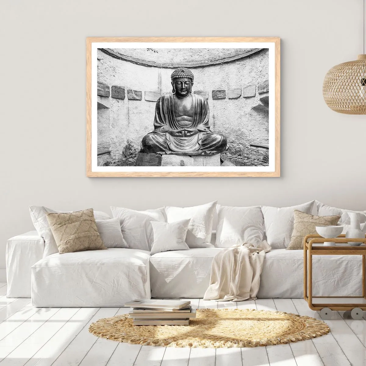 Póster en marco roble claro - En la fuente de la paz - 100x70 cm