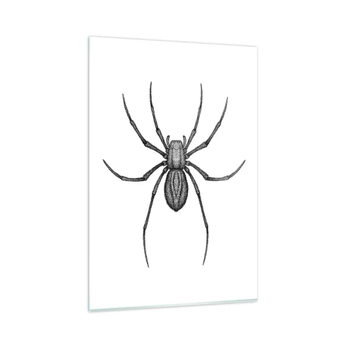 Cuadro sobre vidrio - Impresiones sobre Vidrio - Detalle de una araña sobre un fondo blanco en estilo de dibujos animados. - 80x120cm - Precisión inquietante - Decoración de pared moderna para salón y dormitorio ARTTOR