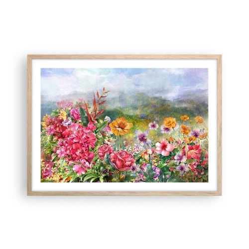 Póster en marco roble claro - Un jardín enloquecido - 70x50 cm