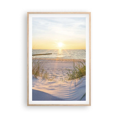Póster en marco roble claro - El sonido del mar, el canto de los pájaros, una playa virgen entre las dunas... - 61x91 cm