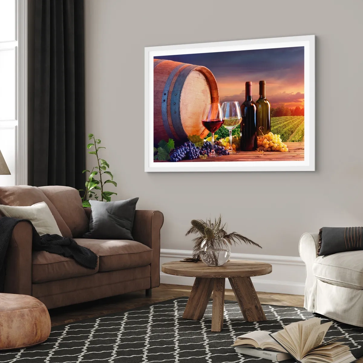 Póster en marco blanco - Aquí la vida tiene un sabor - 50x40 cm