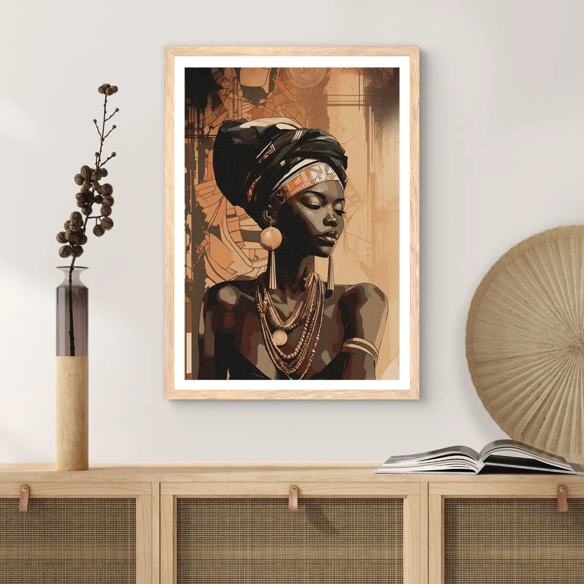 Póster en marco roble claro - Majestuosidad africana - 50x70 cm