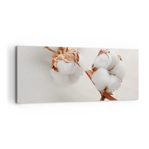 Cuadro sobre lienzo - Impresión de Imagen - Una ramita de algodón sobre un fondo sutil. - 120x50cm - Un suave tacto - Decoración de pared moderna para salón y dormitorio ARTTOR