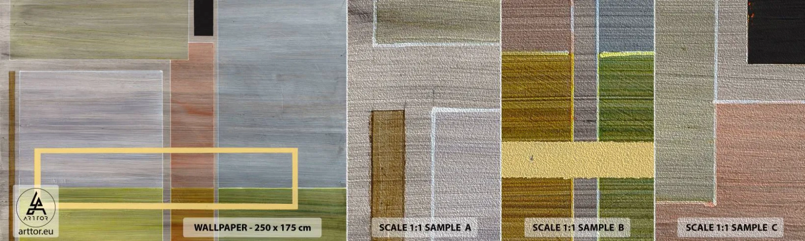 Muestra de fotomural Premium Sand - Recto y tranquilo - Abstracción, Arte Moderno, Rectángulos - 100x30 cm