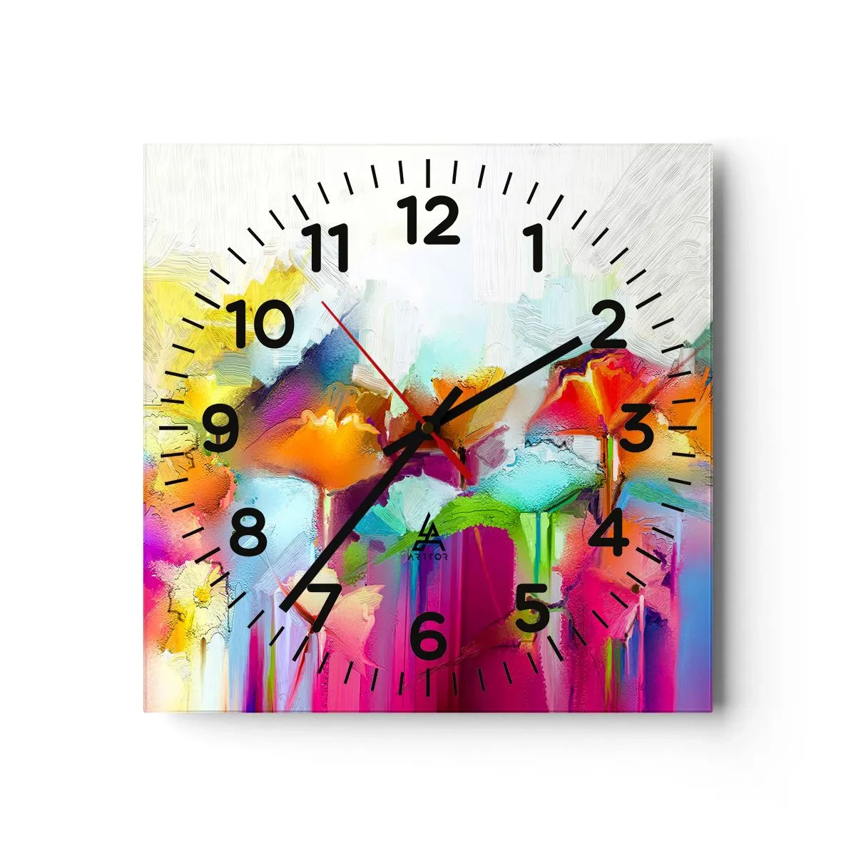 Reloj de pared - Reloj de vidrio - Un arco iris ha florecido - 30x30 cm