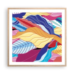 Póster en marco roble claro - Desorden colorido - 60x60 cm