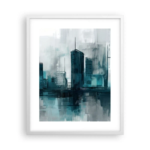 Póster en marco blanco - Ciudad color lluvia - 40x50 cm