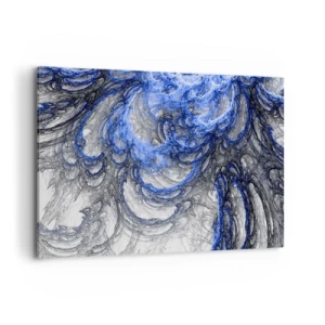 Cuadro sobre lienzo - Impresión de Imagen - Ondas abstractas en tonos azules y grises - 100x70cm - El nacimiento de una ola - Decoración de pared moderna para salón y dormitorio ARTTOR