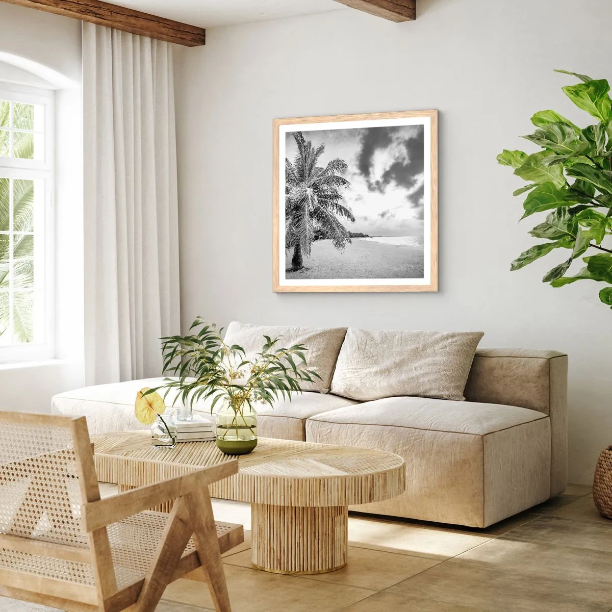 Póster en marco roble claro - Anhelo de soledad.... - 60x60 cm