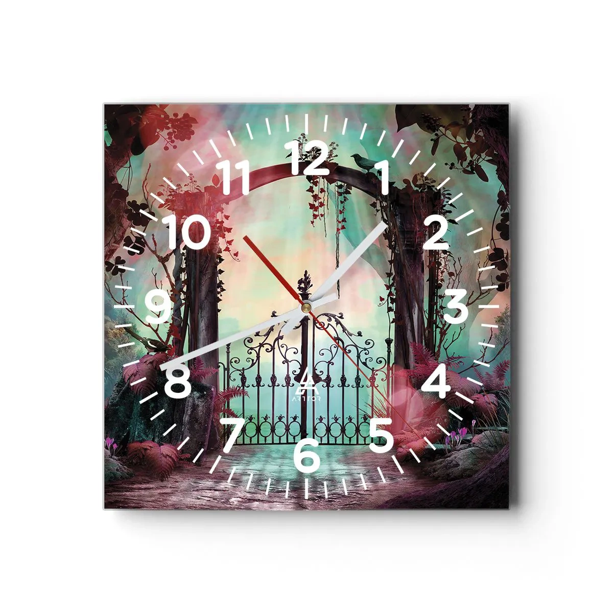 Reloj de pared - Reloj de vidrio - Jardín secreto - 40x40 cm