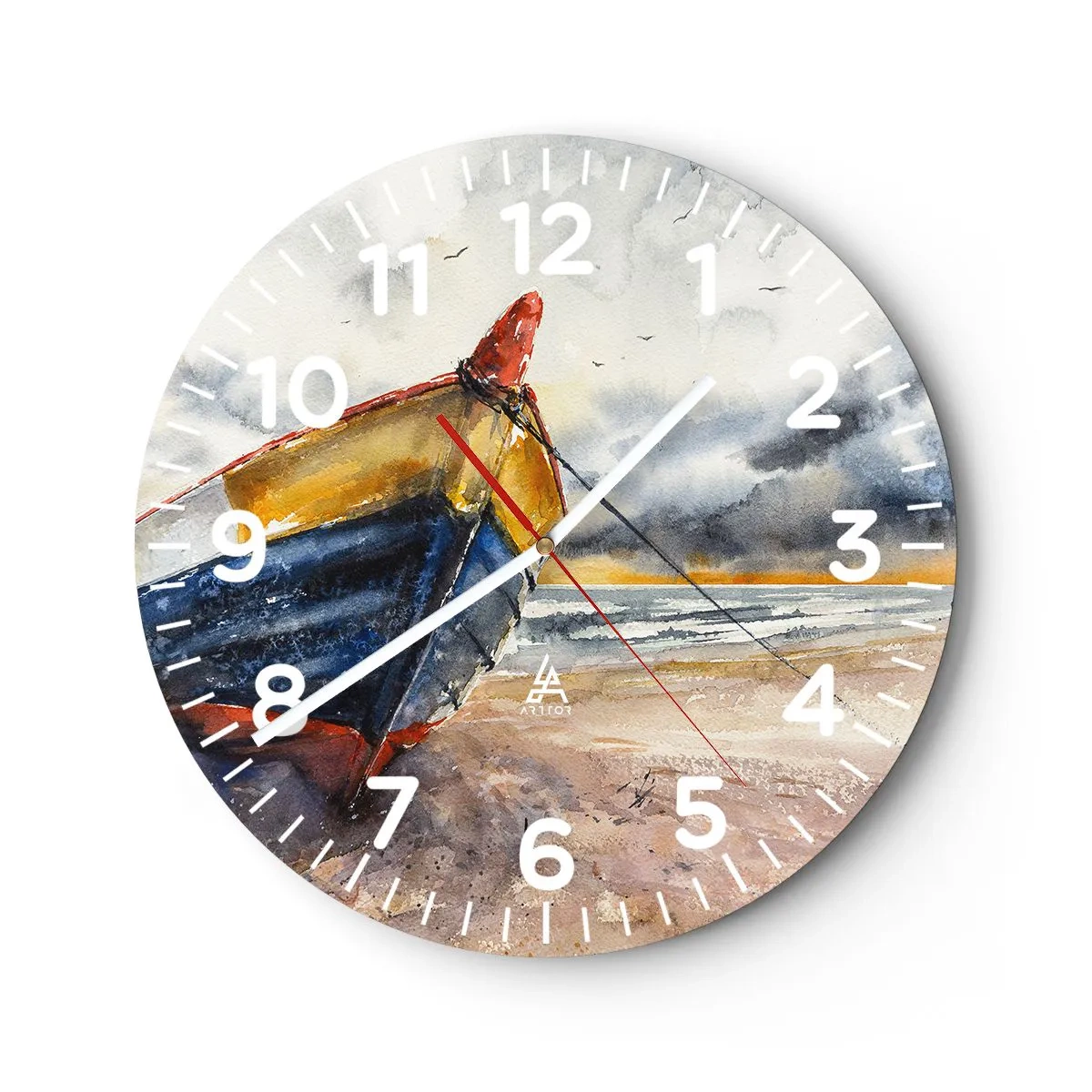 Reloj de pared - Reloj de vidrio - Descansando en la orilla - 30x30 cm
