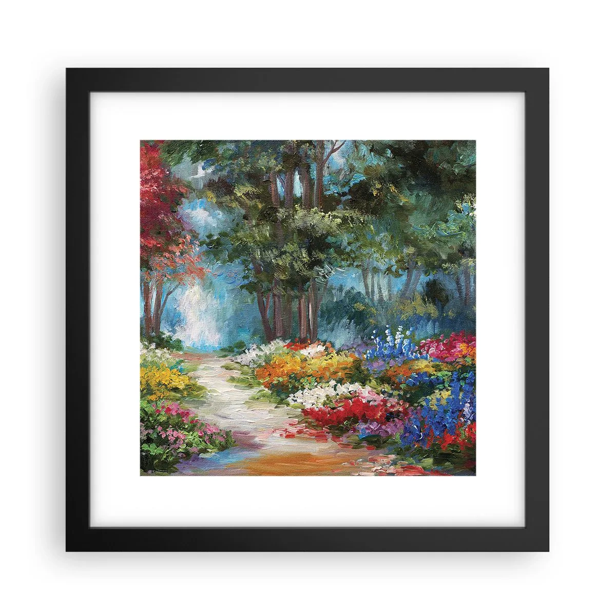 Póster en marco negro - Jardín forestal, bosque floral - 30x30 cm