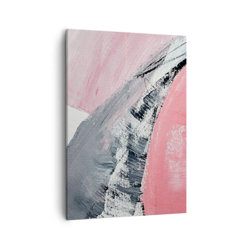 Cuadro sobre lienzo - Impresión de Imagen - Una composición abstracta en tonos rosa y gris. - 50x70cm - Composición a juego - Decoración de pared moderna para salón y dormitorio ARTTOR