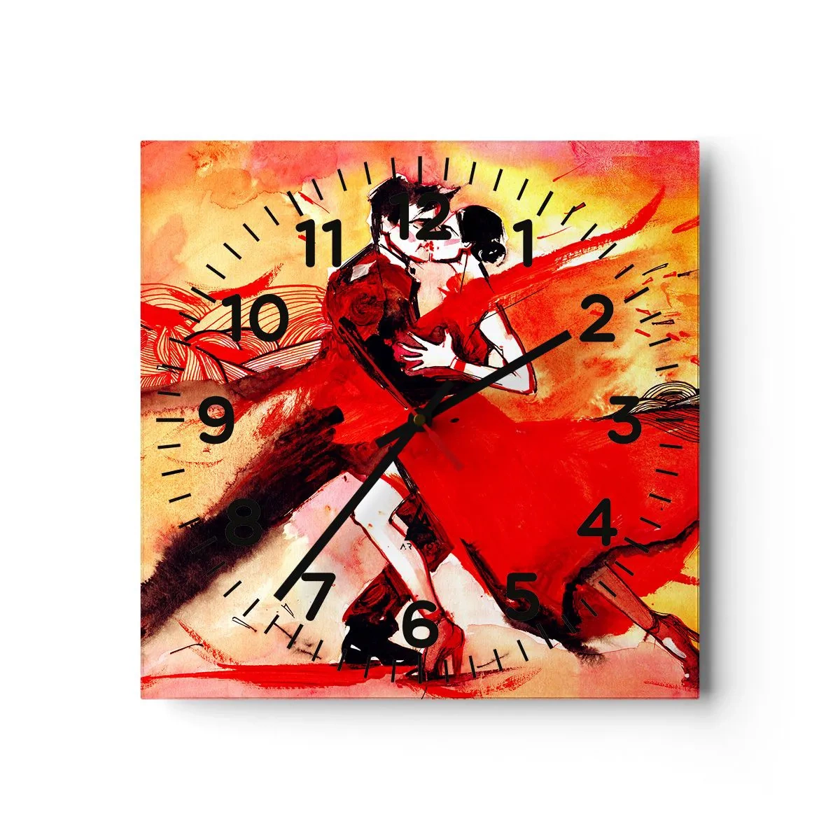 Reloj de pared - Reloj de vidrio - Ritmo púrpura de la pasión - 40x40 cm