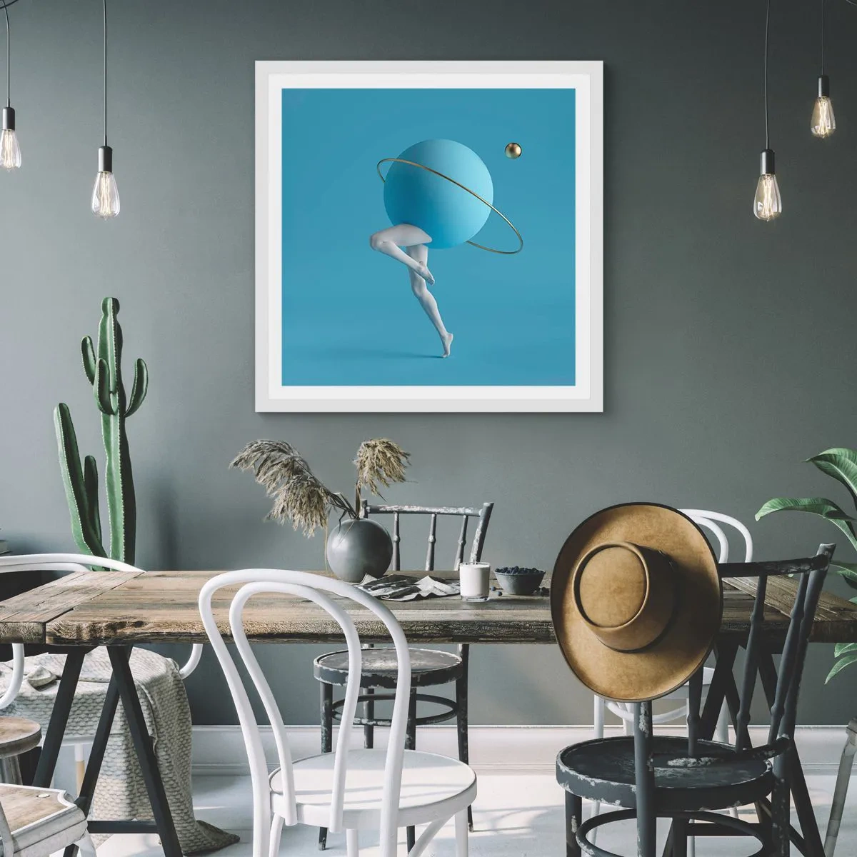 Póster en marco blanco - Y los planetas se vuelven locos - 50x50 cm