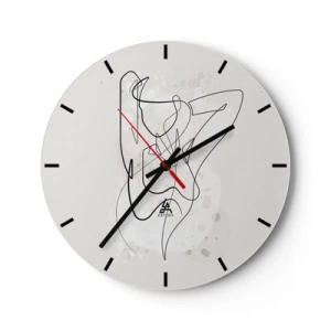 Reloj de pared - Reloj de vidrio - Figura femenina de arte lineal abstracto sobre un fondo claro - 30x30cm - El arte de la seducción - Decoración de pared moderna para salón, cocina y dormitorio ARTTOR