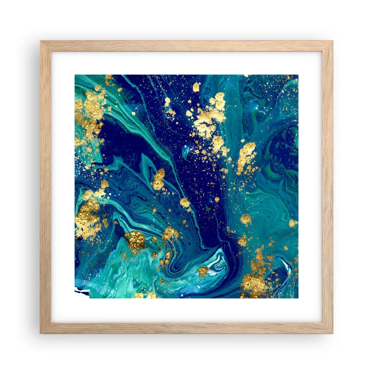 Póster en marco roble claro - Pétalos de sol - 40x40 cm