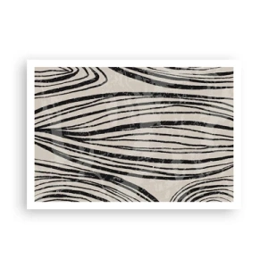 Póster - Ondas abstractas en tonos blanco y negro - 100x70cm - Salpicadura de líneas - Decoración de pared moderna para salón y dormitorio ARTTOR