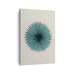 Cuadro sobre lienzo - Impresión de Imagen - Forma circular abstracta con rayos azules - 70x100cm - Radiante en azul - Decoración de pared moderna para salón y dormitorio ARTTOR