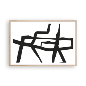 Póster en marco roble claro - Construcción en blanco y negro - 91x61 cm