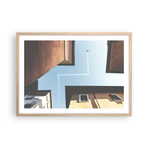 Póster en marco roble claro - Por encima del laberinto urbano - 70x50 cm