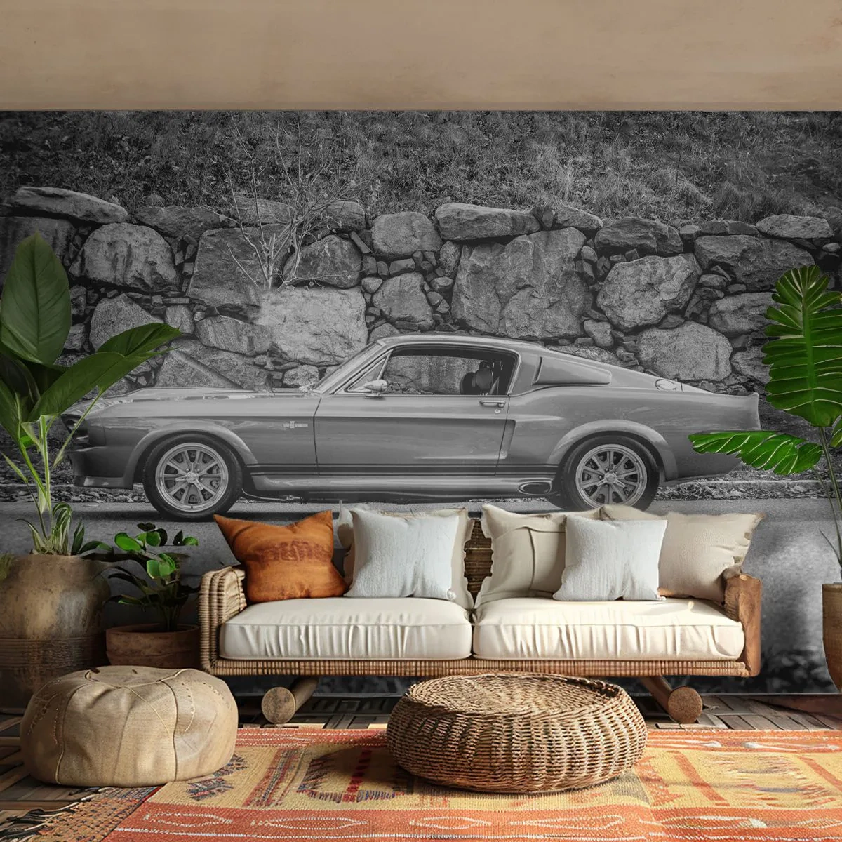 Fotomural Premium Sand - Una leyenda de los años 60 - Auto Vintage, Automotor, Coche deportivo - 150x105 cm