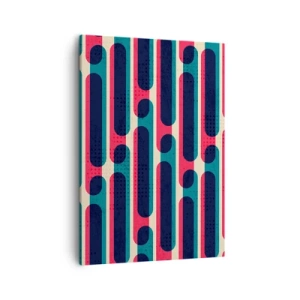 Cuadro sobre lienzo - Impresión de Imagen - Patrón geométrico retro con colores pastel. - 50x70cm - Profundidad y relieve - Decoración de pared moderna para salón y dormitorio ARTTOR