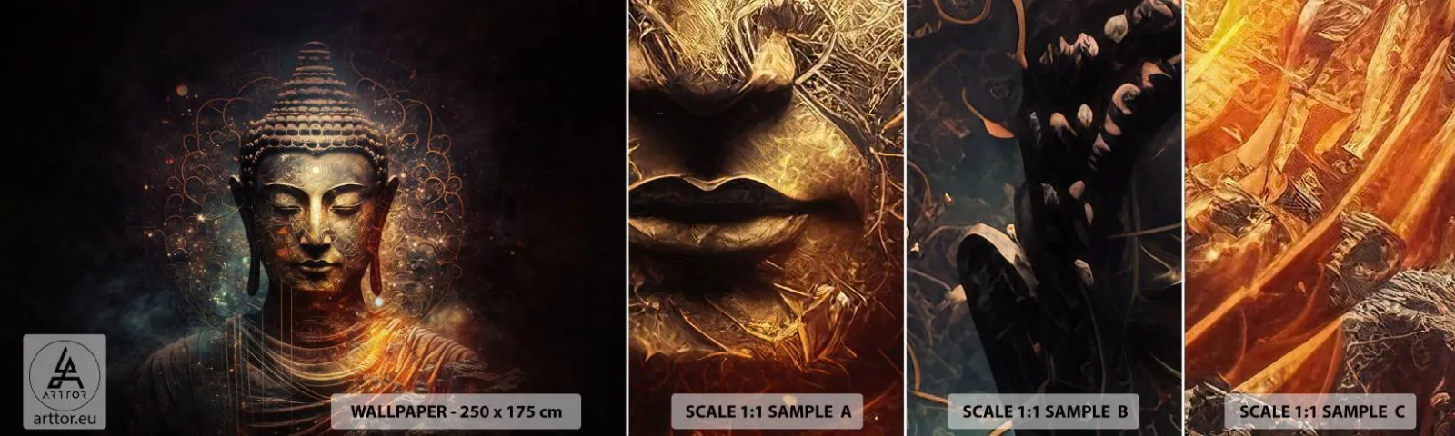 Muestra De Fotomural Standard Eco - Equilibrio espiritual - Buda, Meditación, Religión - 100x30 cm