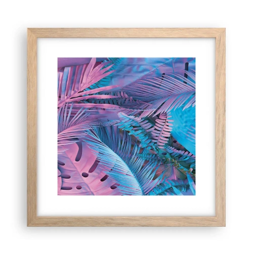 Póster en marco roble claro - Trópicos en rosa y azul - 30x30 cm