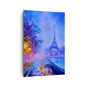 Cuadro sobre lienzo - Impresión de Imagen - Una avenida con farolas en París con la Torre Eiffel al fondo - 70x100cm - Un paseo de ensueño - Decoración de pared moderna para salón y dormitorio ARTTOR