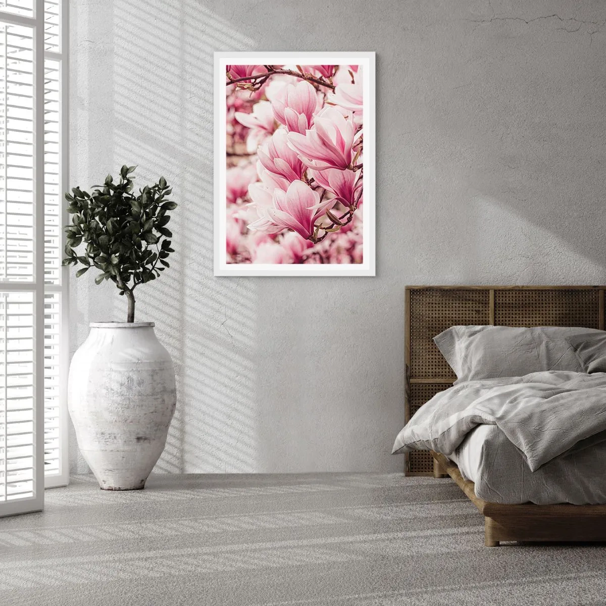 Póster en marco blanco - La primavera es rosa - 61x91 cm