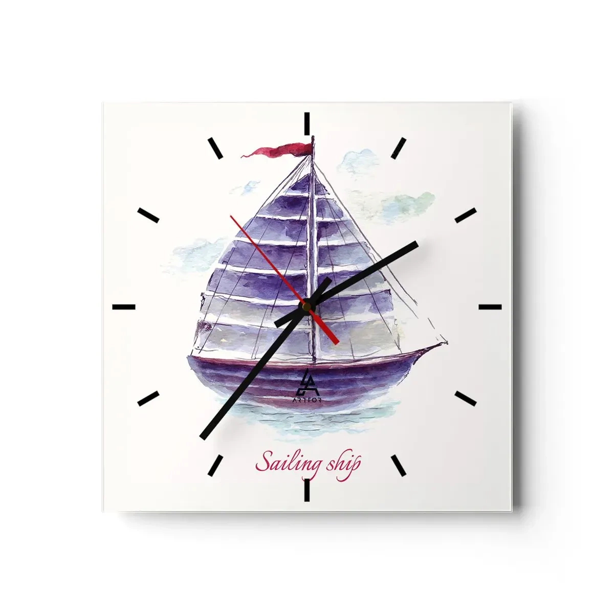 Reloj de pared - Reloj de vidrio - Velas izadas y aguas tranquilas - 40x40 cm
