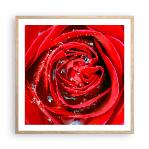 Póster en marco roble claro - En gotas de rocío - 60x60 cm