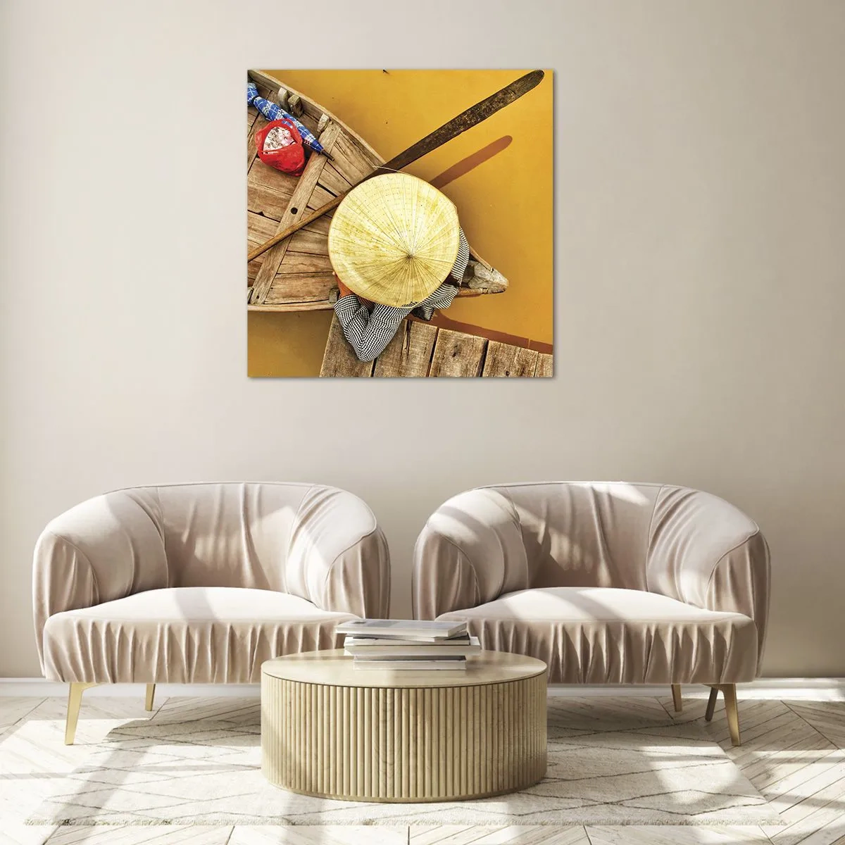 Cuadro sobre vidrio - Impresiones sobre Vidrio - La vida en el río amarillo - 60x60 cm