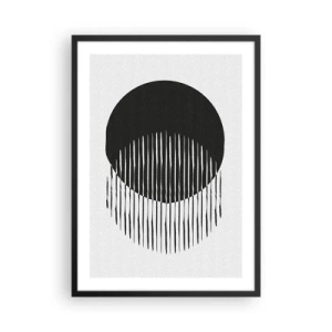 Póster en marco negro - Composición abstracta de un círculo negro y líneas verticales. - 50x70cm - Su alter ego - Decoración de pared moderna para salón y dormitorio ARTTOR