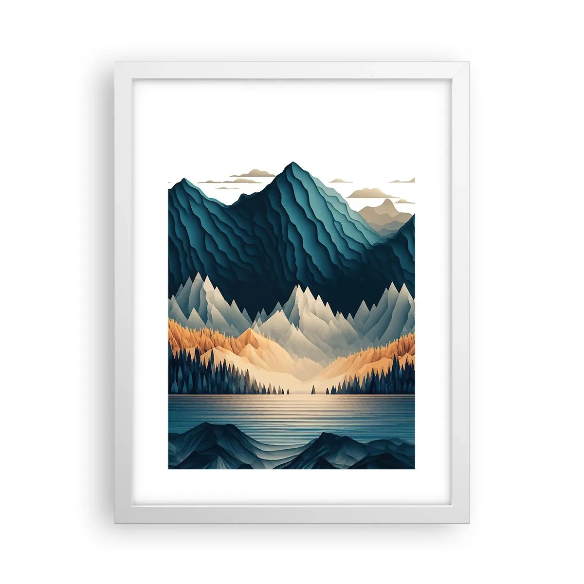 Póster en marco blanco - Paisaje perfecto de montañas - 30x40 cm