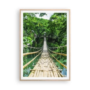 Póster en marco roble claro - Puente colgante sobre la vegetación - 70x100 cm