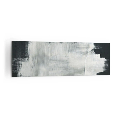 Cuadro sobre lienzo - Impresión de Imagen - Trazos abstractos blancos sobre un fondo oscuro - 160x50cm - Tejido vertical y horizontal - Decoración de pared moderna para salón y dormitorio ARTTOR