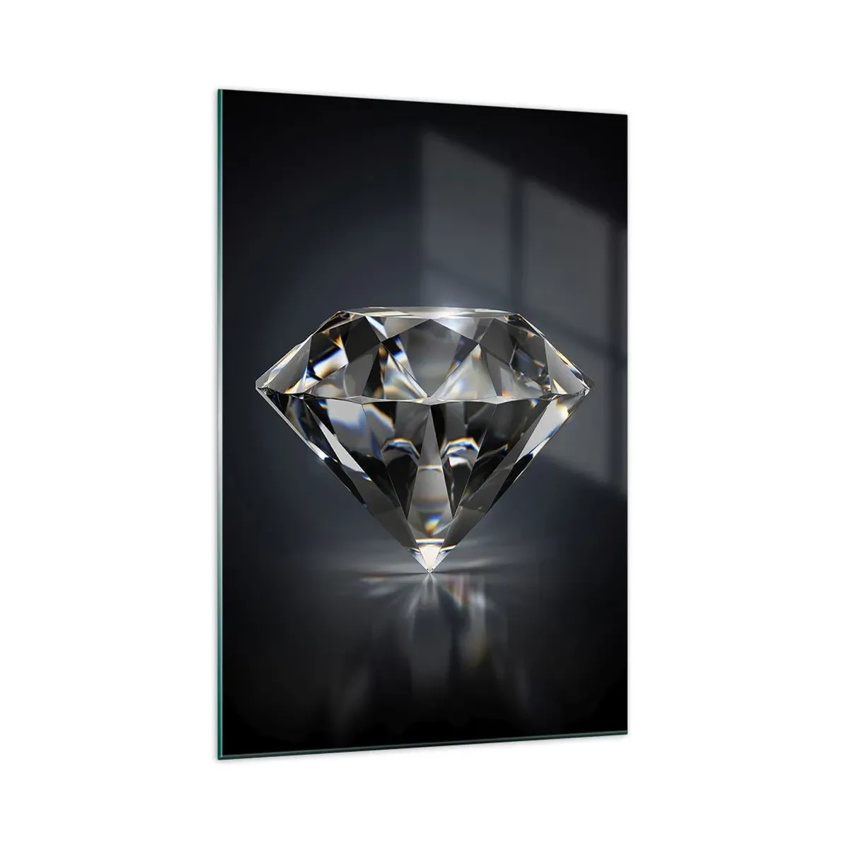 Cuadro sobre vidrio - Impresiones sobre Vidrio - Una interpretación artística de un diamante sobre un fondo oscuro. - 70x100cm - Riqueza y belleza - Decoración de pared moderna para salón y dormitorio ARTTOR