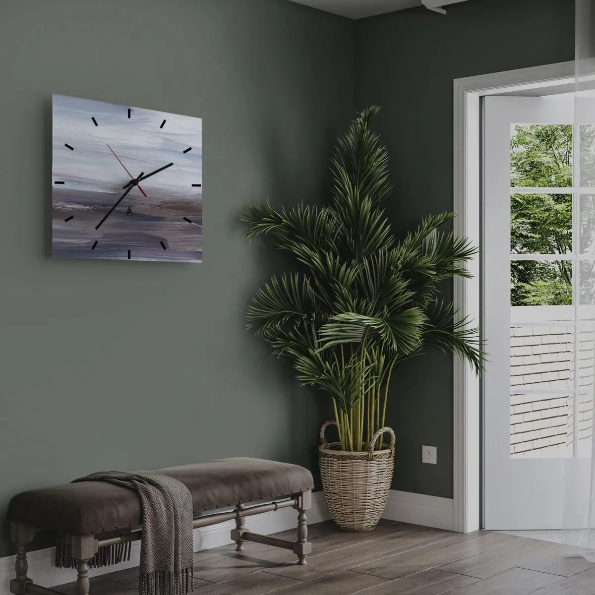 Reloj de pared - Reloj de vidrio - Una abstracción sutil con trazos delicados en tonos pastel. - 30x30cm - Elementos: agua - Decoración de pared moderna para salón y dormitorio ARTTOR
