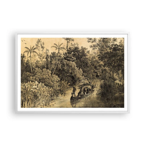 Póster en marco blanco - Expedición a la fuente - 100x70 cm
