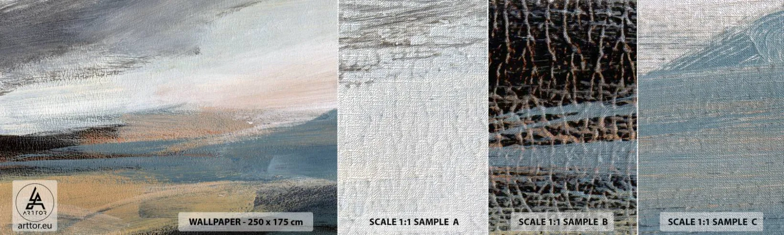 Muestra de fotomural Premium Canvas - Abstracción: paisaje nórdico - Pedazo, Abstracción, Minimalismo - 100x30 cm