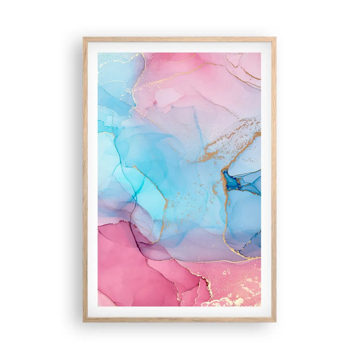 Póster en marco roble claro - Reuniones y encuentros de colores - 61x91 cm