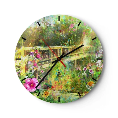 Reloj de pared - Reloj de vidrio - Un puente de suspiros de primavera - 40x40 cm