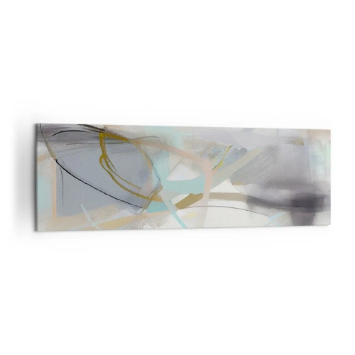 Cuadro sobre lienzo - Impresión de Imagen - Abstracción pastel con líneas delicadas. - 160x50cm - Abstracción brumosa - Decoración de pared moderna para salón y dormitorio ARTTOR