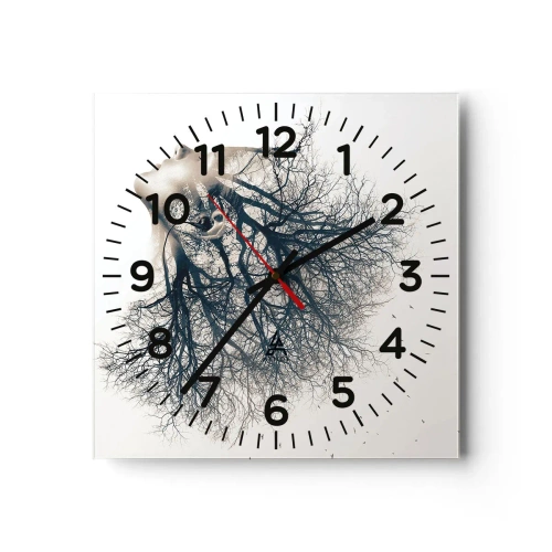 Reloj de pared - Reloj de vidrio - Escuchando el susurro de un árbol - 30x30 cm